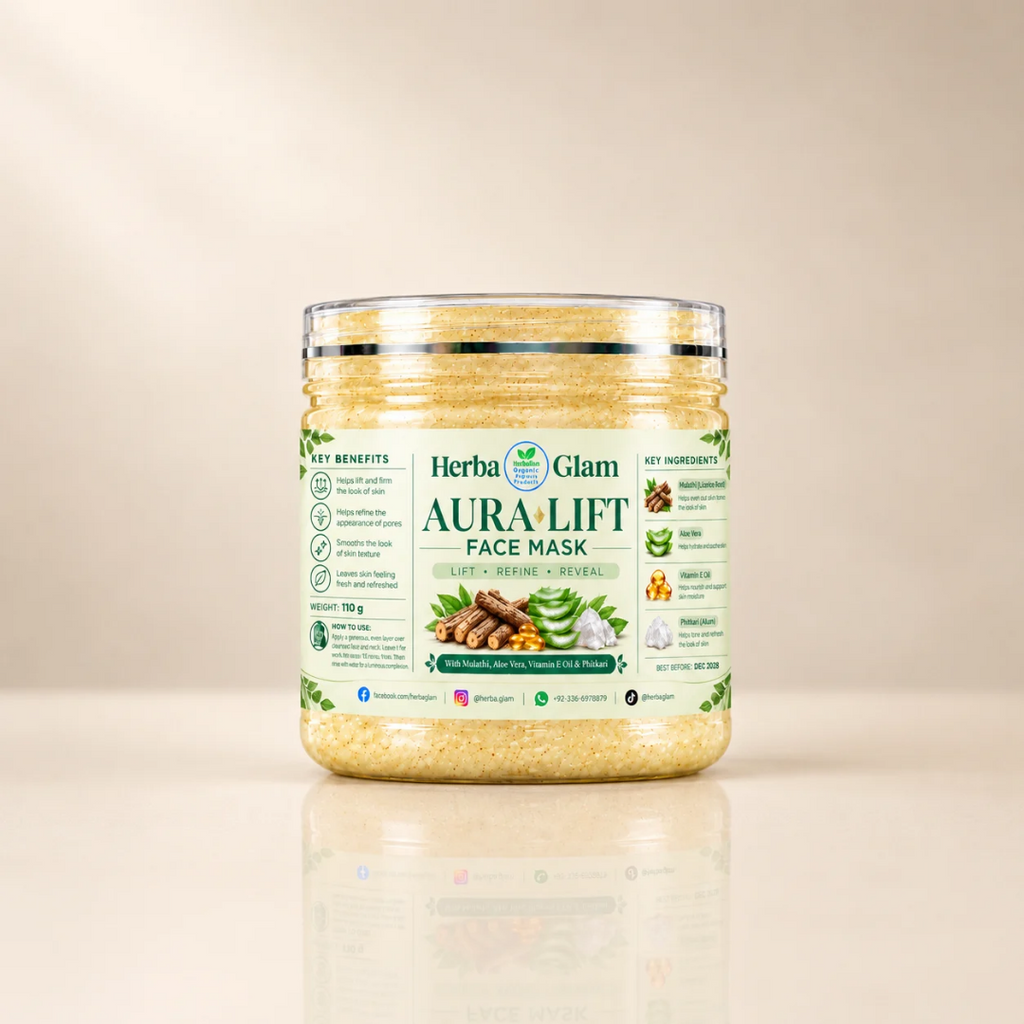 Herba Glam Aura Lift Face Mask with Mulaithi, Phitkari, Aloe Vera and Vitamin E