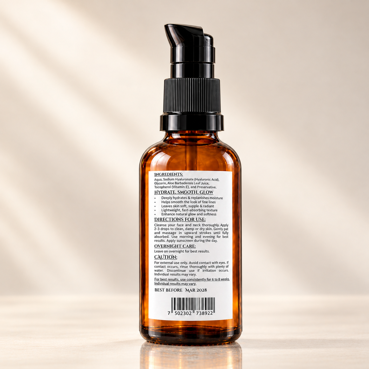Herba Glam Follicle Boost Hair Serum label with ingredients and directions