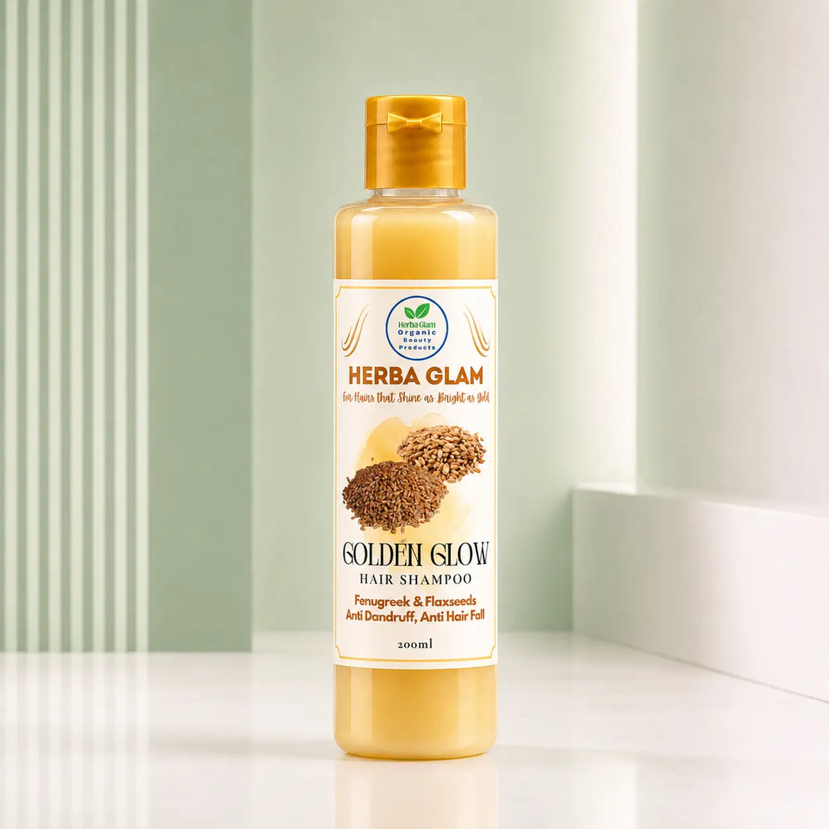 Herba Glam Golden Glow Shampoo with Fenugreek and Flaxseed, 200ml